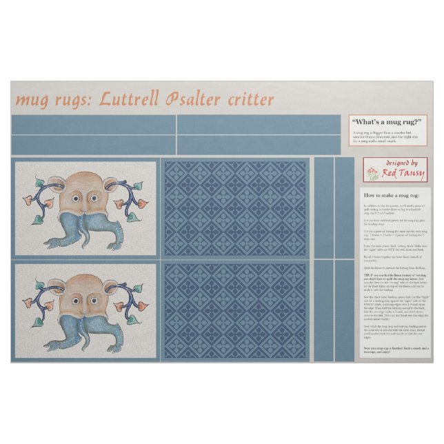 Luttrell Psalter Critter DIY Mug Rugs Fabric (Fat Quarter)