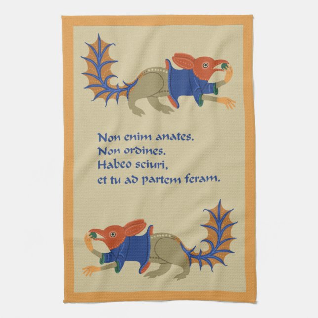 Luttrell Psalter "Squirrel" Kitchen Towel (Vertical)