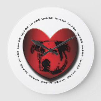 Luv-A-Bull American Bulldog Pit Bull Heart Large Clock