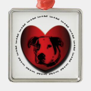 Luv-A-Bull American Bulldog Pit Bull Heart Metal Tree Decoration