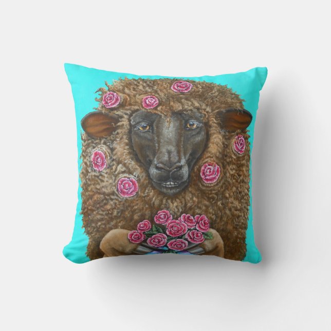 Luv Ewe by TACS cotton throw pillow (Front)
