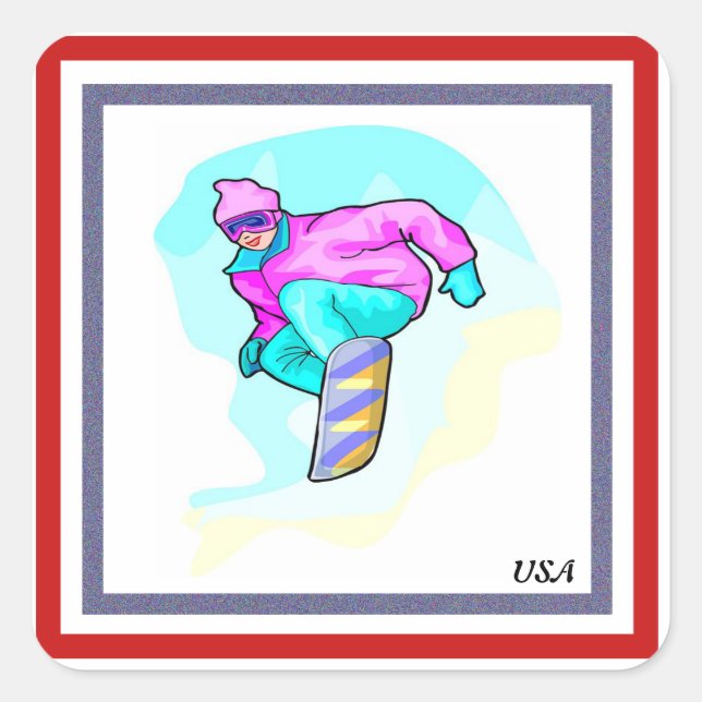 Luv to Snowboard - Square Sticker (Front)