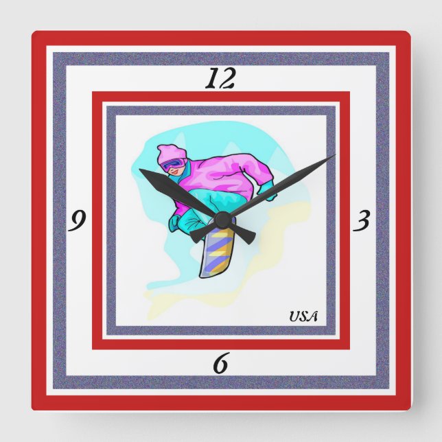 Luv to Snowboard - Square Wall Clock (Front)