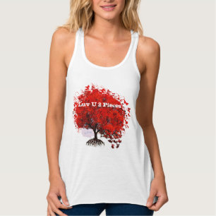 Luv U 2 Pieces T-Shirt Swirls Roots Puzzle Pieces Singlet