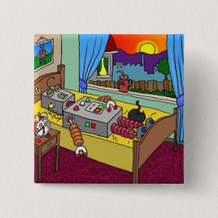 Luv U ❤️ Luv Me Robbie Robot Sleeping Square Badge