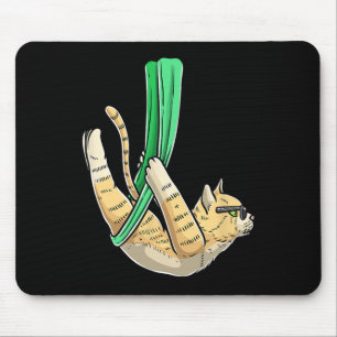 Luvaerialmal Aerial Cat Yoga , Small, Black Mouse Pad