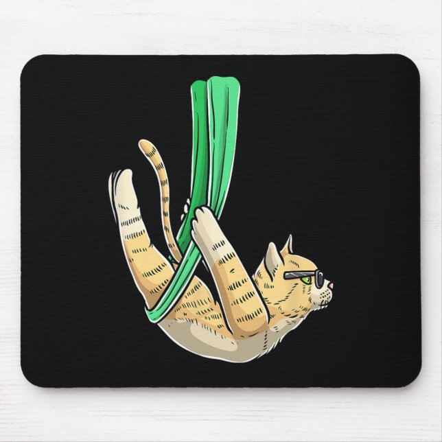 Luvaerialmal Aerial Cat Yoga , Small, Black  Mouse Pad (Front)