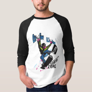 Luvin Livin Snow Boarder Graphic 3/4 sleeve Tee Sh