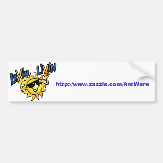 Luvin Livin Sun Graphic Bumper Sicker with Web Add Sticker (Front)