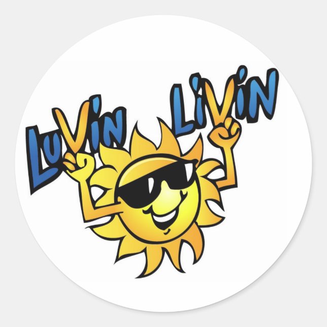 Luvin Livin Sun Graphic Round Sticker (Front)