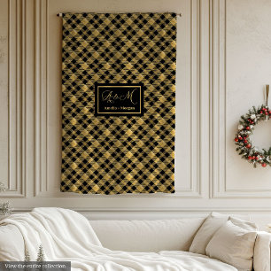 Lux Checkered Blanket Black Gold Outdoor Gift Idea