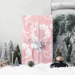 Lux Christmas Elegant Baubles on Pink Wrapping Paper