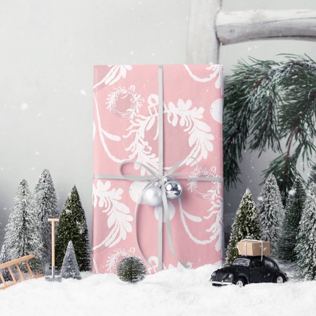 Lux Christmas Elegant Baubles on Pink Wrapping Paper (Wrap your gifts in joy and elegance with Lux Christmas Elegant Baubles wrapping paper!)