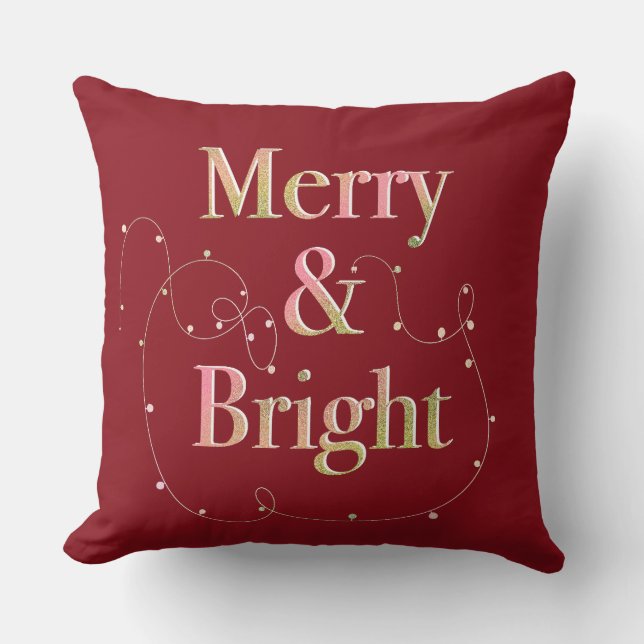 Lux Christmas Merry & Bright Throw Pillow (Front)