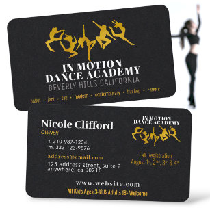 Lux Dance Studio Brass Gold Black Business Cards