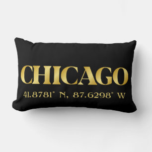 Lux Gold Chicago Latitude & Longitude  Lumbar Cushion