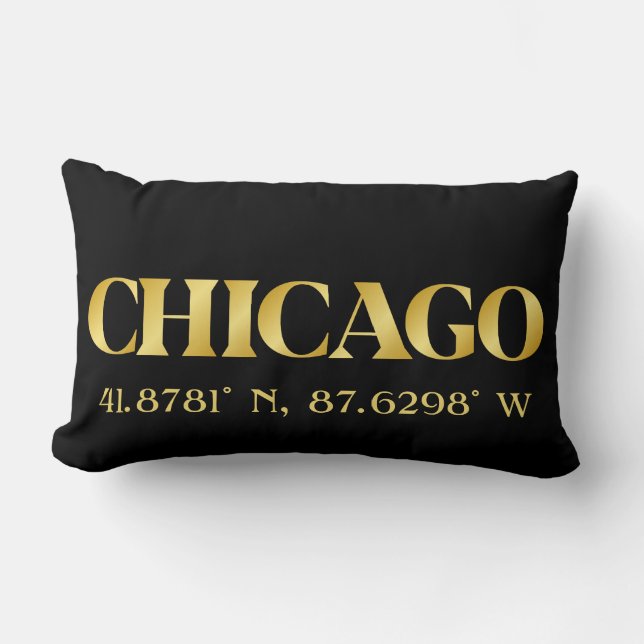 Lux Gold Chicago Latitude & Longitude  Lumbar Cushion (Front)