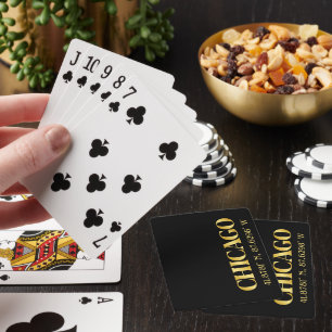 Lux Gold Chicago Latitude & Longitude Playing Cards