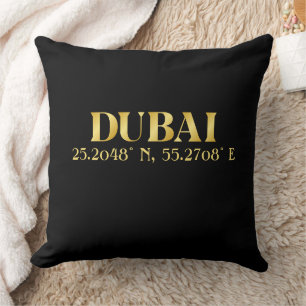 Lux Gold Dubai Latitude & Longitude Cushion