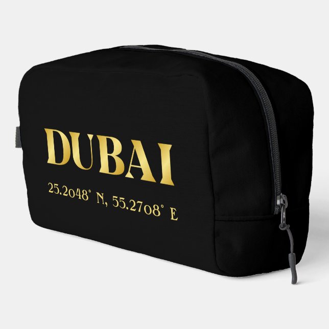 Lux Gold Dubai Latitude & Longitude Dopp Kit (Right Corner)
