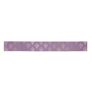 Lux Gold Fleur de Lis and Amethyst Satin Ribbon