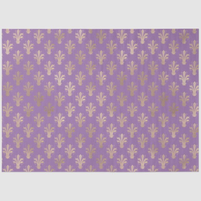 Lux Gold Fleur de Lis and Amethyst  Tissue Paper (Front)