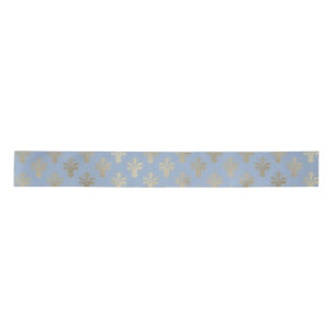 Lux Gold Fleur de Lis and Cerulean Blue Satin Ribbon