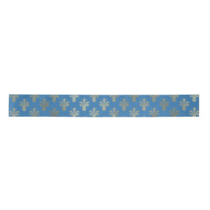 Lux Gold Fleur de Lis and French Blue Satin Ribbon