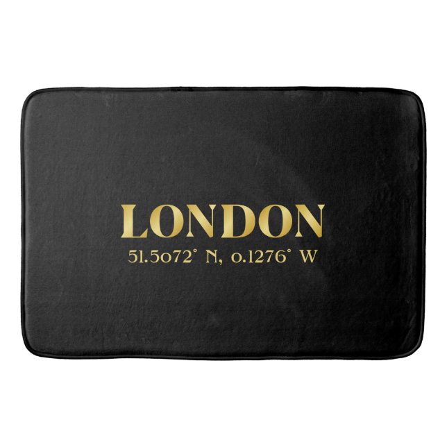 Lux Gold London Latitude & Longitude  Bath Mat (Front)