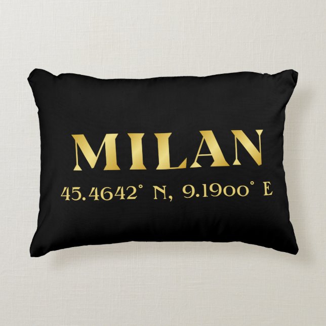 Lux Gold Milan Latitude & Longitude Black  Decorative Cushion (Front)