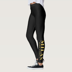 Lux Gold Milan Latitude & Longitude Black  Leggings