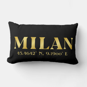 Lux Gold Milan Latitude & Longitude Black Lumbar Cushion