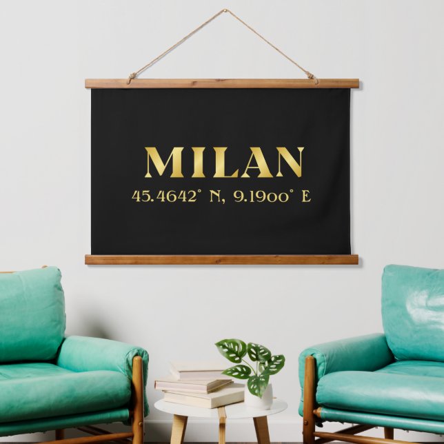 Lux Gold Milan Latitude & Longitude   Hanging Tapestry (Living Room)