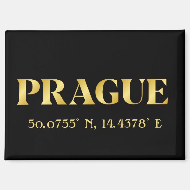 Lux Gold Prague Latitude & Longitude  Magnet (Front)