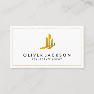 Lux Gold Real Estate White Grey Business Card