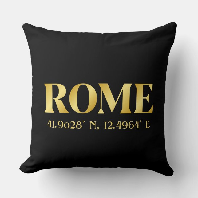 Lux Gold Rome Latitude & Longitude  Cushion (Front)