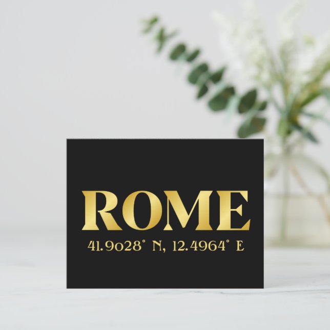 Lux Gold Rome Latitude & Longitude  Postcard (Standing Front)