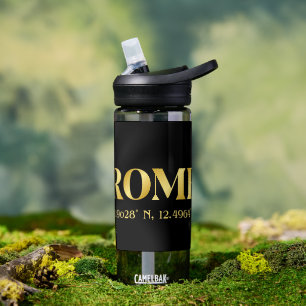Lux Gold Rome Latitude & Longitude Water Bottle
