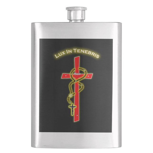 Lux in Tenebris - Rosary 01 Hip Flask (Front)