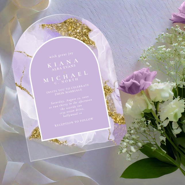 Lux Ink Lavender Abstract Arch ID990 Acrylic Invitations (Creator Uploaded)