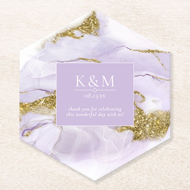 Lux Ink Lavender Abstract ID990 Paper Coaster (Front)