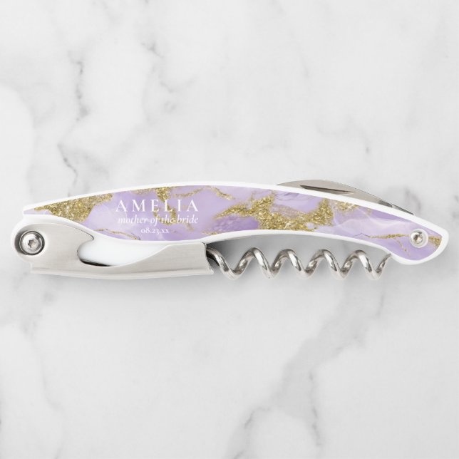 Lux Ink Lavender Abstract Wedding Party ID990 Corkscrew (Front)