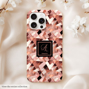 Lux iPhone 15 Case Rose Gold & Black Personalised