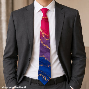 Lux Marble Bisexual Pride Colours Tie