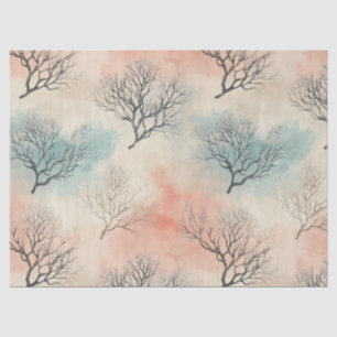 Lux Watercolor Coastal Coral & Ocean Waves (5) Tissue Paper
