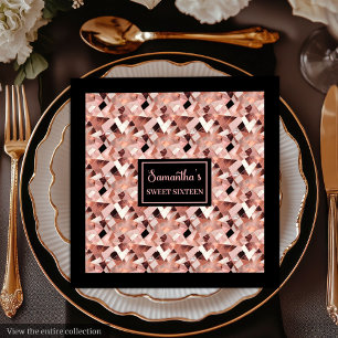 Lux Wedding Napkins Rose Gold Glitter Metallic