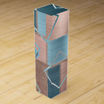 Luxe Abstract | Blush Rose Gold and Teal Geometric Wine Box<br><div class="desc">Modern contemporary 1990s Memphis abstract with a Nordic Scandinavian geometric shape pattern with brushed metal texture in faux metallic copper rose gold and turquoise teal blue-green with glitter accents. This hand-painted watercolor and mixed medium gradient adds the perfect pop of colour and personal style. #abstractart For customisations, coordinating products, or...</div>