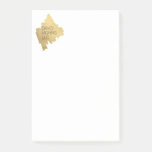 Luxe Abstract Gold Brushstroke Logo on White Post-it Notes
