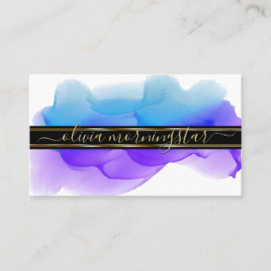 Luxe Abstract Watercolour Ink Blots Indigo Cobalt Business Card