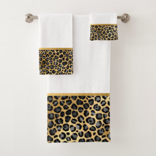 LUXE ANIMAL PRINT WHITE  BATHROOM TOWEL SET